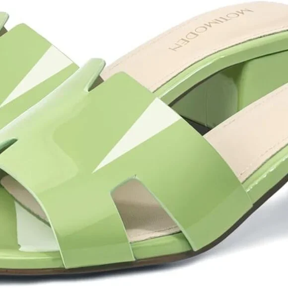 Women's Chunky Square Open Toe Low Block Kitten Heels - Picture 4 of 7